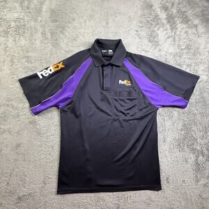 FedEx Uniform Polo Shirt Men’s Medium Short Sleeve Collar Black/Purple Workwear